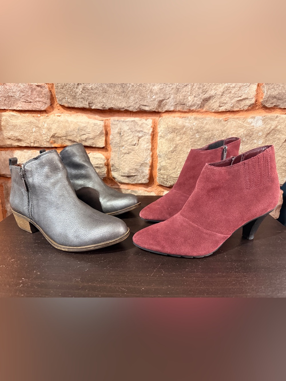 Womens 8 8.5 Leather Booties Suede Ankle Boots LUCKY Brand Reaction Kenneth Cole